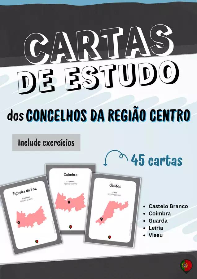 GEOGRAFIA DEL PORTOGALLO (concelhos della regione CENTRO) Flashcard - GEOGRAFIA DEL PORTOGALLO (concelhos della regione CENTRO) - Cuenta con Lluna - Pagina di copertina
