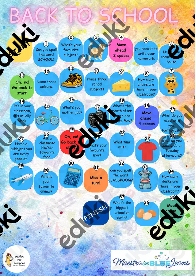 Back to school Game Giochi - Back to school Game - English For Everyone - Pagina di copertina