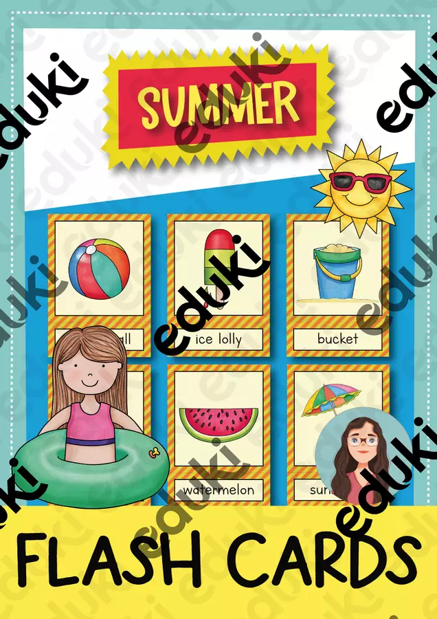 Summer Flash Cards / Carte illustrate e con parole (Inglese) Flashcard - Summer Flash Cards / Carte illustrate e con parole (Inglese) - Brighter Day Classroom - Pagina di copertina