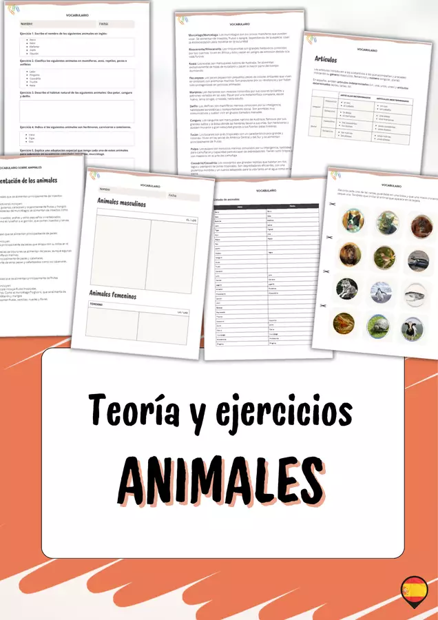 Vocabolario: Animali (teoria di base + esercizi) in spagnolo Esercizi - Vocabolario: Animali (teoria di base + esercizi) in spagnolo - Cuenta con Lluna - Pagina di copertina