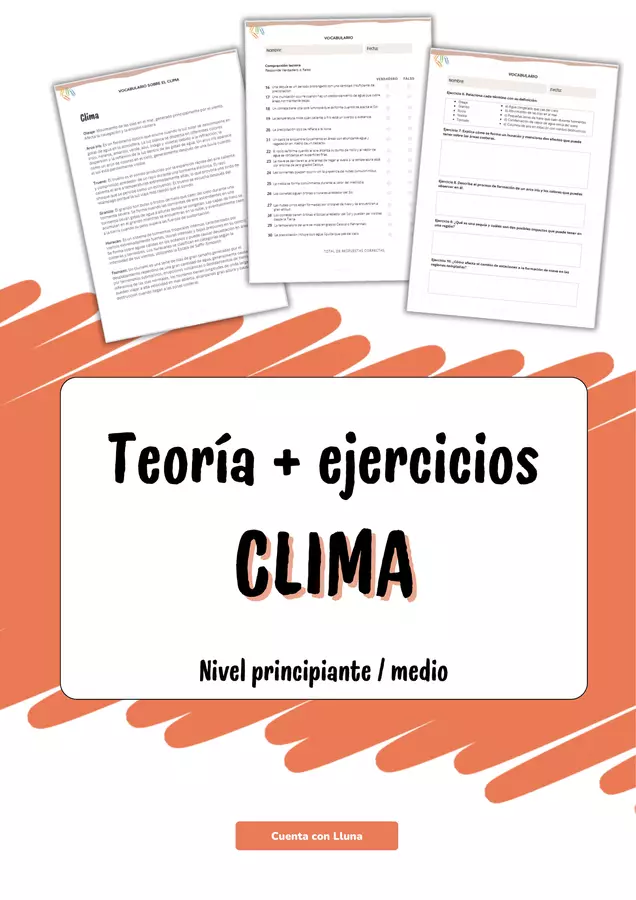 Vocabulario: Clima (teoría básica + ejercicios) Esercizi - Vocabulario: Clima (teoría básica + ejercicios) - Cuenta con Lluna - Pagina di copertina