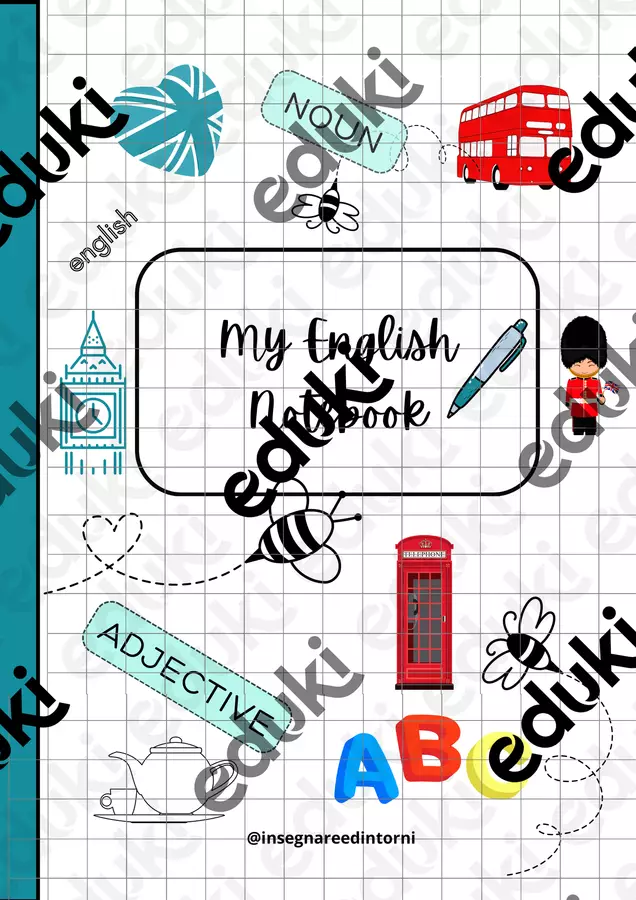 Copertina per il quaderno di inglese Materiale per pittura e bricolage - Copertina per il quaderno di inglese - Insegnare e dintorni - Pagina di copertina