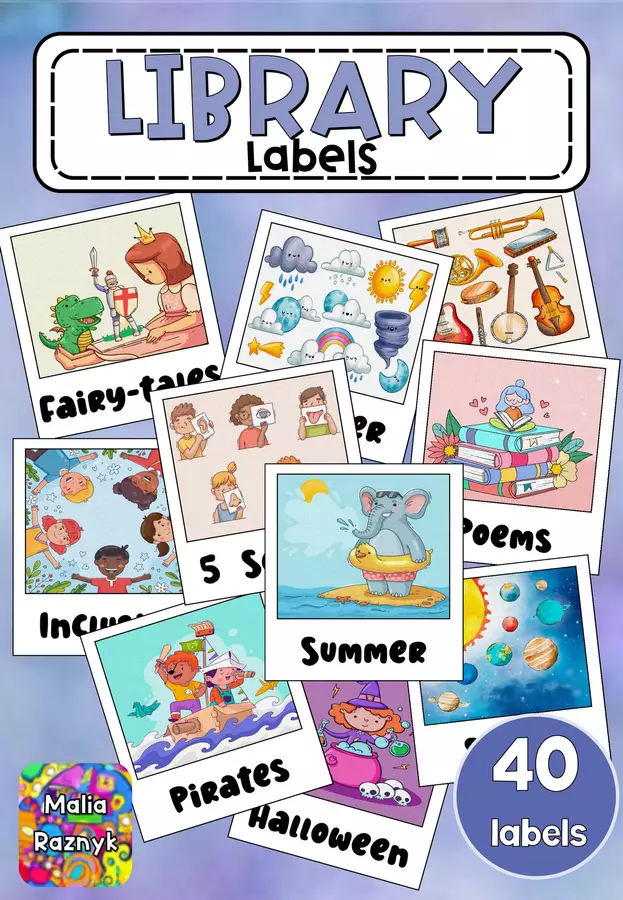 Etichette per la Biblioteca dell'Aula - Library Labels Poster - Etichette per la Biblioteca dell'Aula - Library Labels - Malia Raznyk - Pagina di copertina