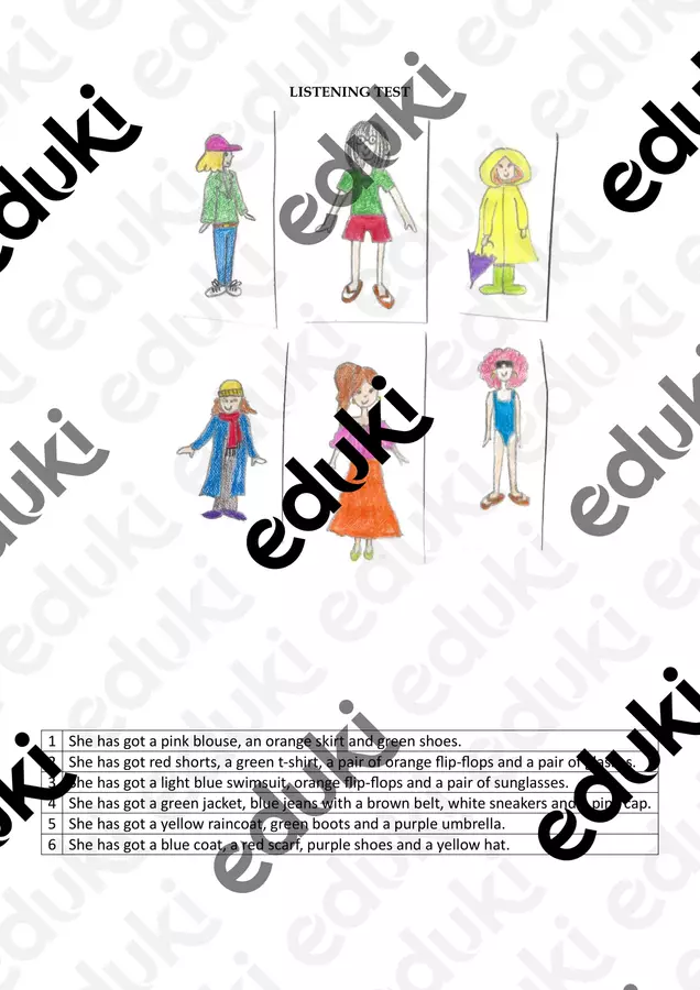 CLOTHES and COLOURS - Listening test/exercise Esercizi - CLOTHES and COLOURS - Listening test/exercise - Giulia Eleonora Riboldi - Pagina di copertina