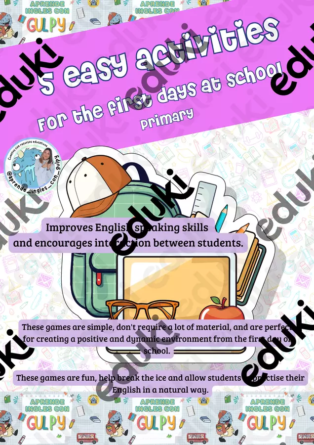 Idee e giochi per il ritorno a scuola Programmi scolastici / Materiali per docenti - Idee e giochi per il ritorno a scuola - aprende_ingles_con_gulpy - Pagina di copertina