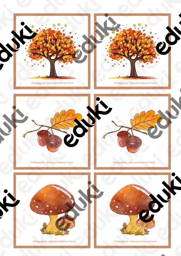 MEMORY AUTUNNO - FLASHCARD Flashcard - MEMORY AUTUNNO - FLASHCARD - Pedagogista Federica Tonni - Pagina di copertina