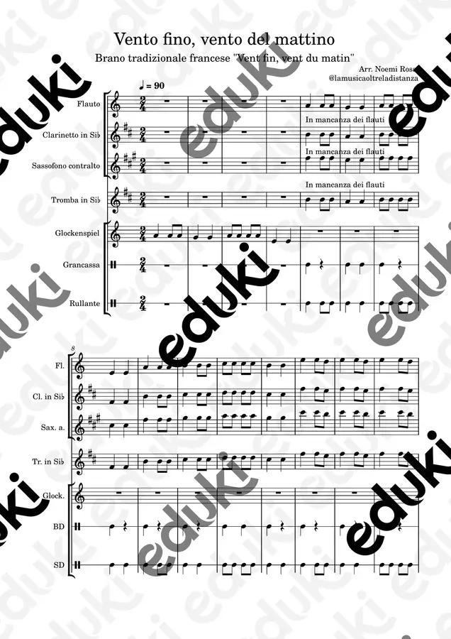 Musica d'insieme: Vento fino, vento del mattino Altro tipo di materiale - Musica d'insieme: Vento fino, vento del mattino - lamusicaoltreladistanza - Pagina di copertina