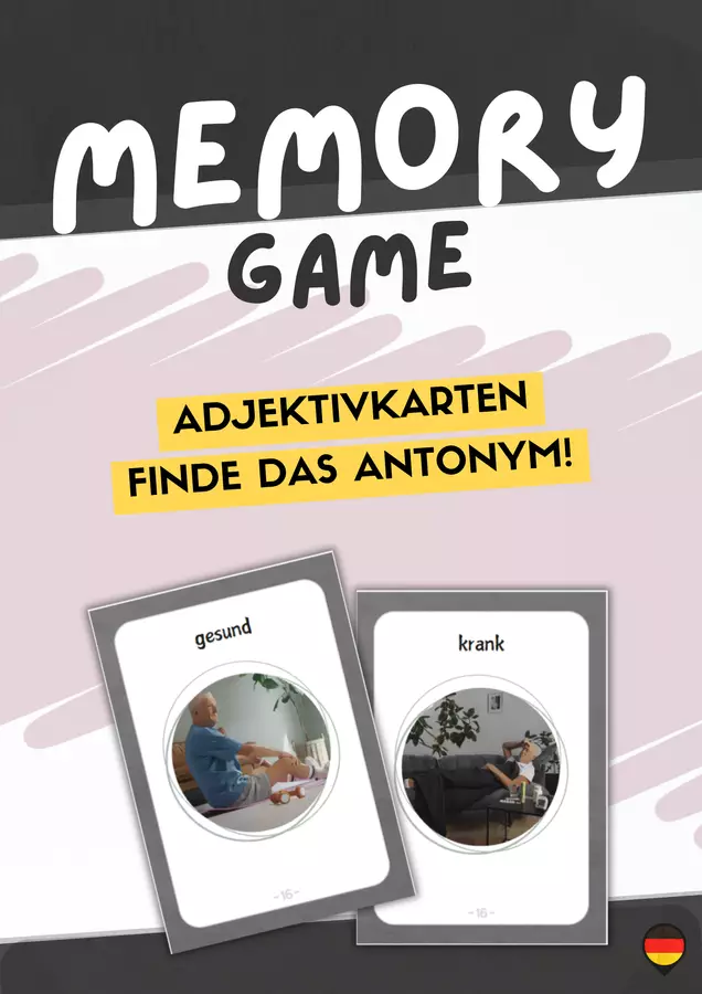 Memory game - Adjektivkarten, Finde das Antonym! Flashcard - Memory game - Adjektivkarten, Finde das Antonym! - Cuenta con Lluna - Pagina di copertina