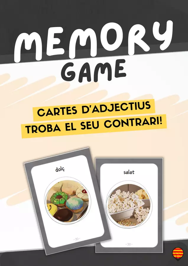 Memory game - Adjectius en català, troba el seu contrari! Flashcard - Memory game - Adjectius en català, troba el seu contrari! - Cuenta con Lluna - Pagina di copertina