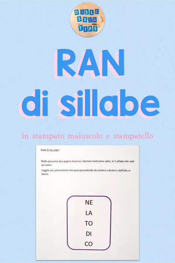 RAN DI SILLABE: 90 pagine! Esercizi - RAN DI SILLABE: 90 pagine! - dislessia.tips - Pagina di copertina