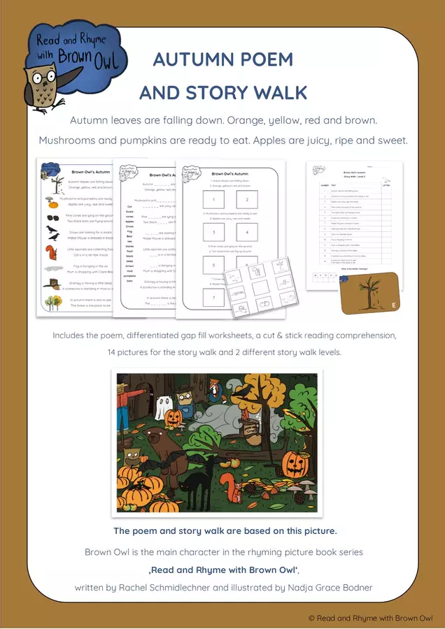 Brown Owl's Autumn: Poem & Story Walk Flashcard - Brown Owl's Autumn: Poem & Story Walk - Read and Rhyme with Brown Owl - Pagina di copertina