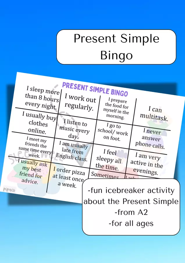 Bingo del Present Simple - Divertente gioco in classe di ESL Giochi - Bingo del Present Simple - Divertente gioco in classe di ESL - Poppy Language Lab - Pagina di copertina