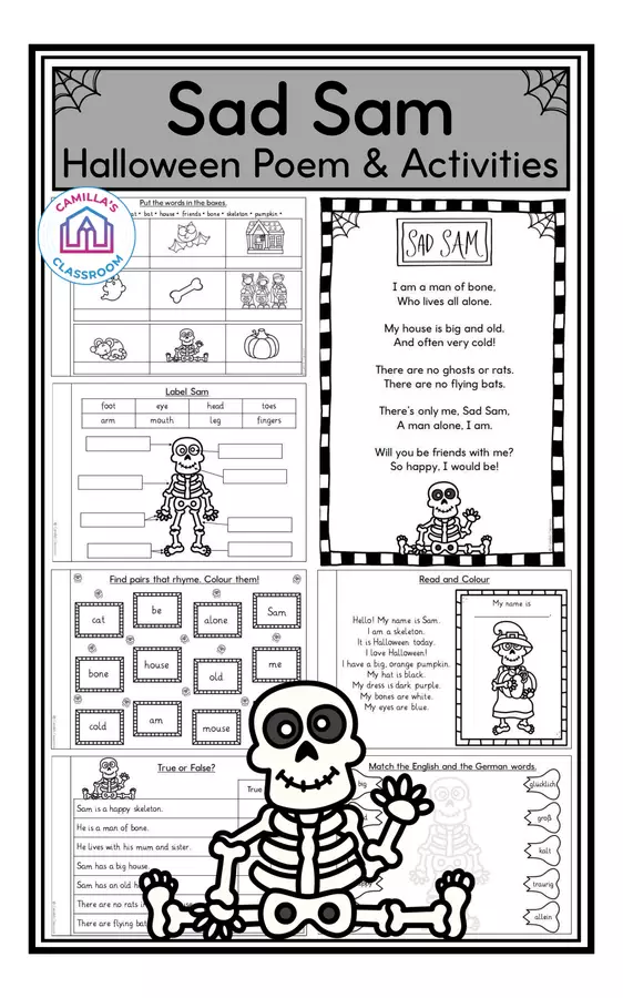 Sad Sam - Halloween Poem & Activities Esercizi - Sad Sam - Halloween Poem & Activities - Camilla's Classroom - Pagina di copertina