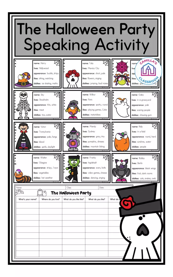 The Halloween Party - Speaking Activities Esercizi - The Halloween Party - Speaking Activities - Camilla's Classroom - Pagina di copertina