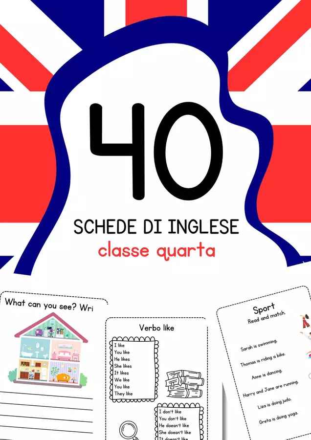 Schede didattiche di inglese per la classe quarta Esercizi - Schede didattiche di inglese per la classe quarta - MilleLibriPerBambini - Pagina di copertina
