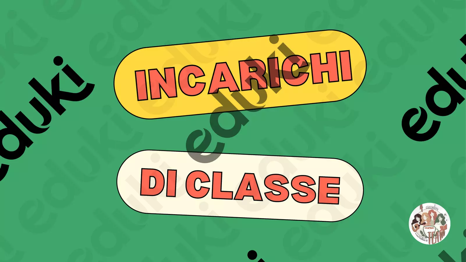 Modello cartellone - INCARICHI DI CLASSE Poster - Modello cartellone - INCARICHI DI CLASSE - Roberta - 4 maestre e una bustina di team 🎸 - Pagina di copertina