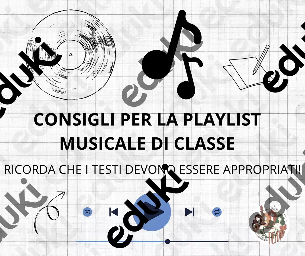 Modello: Consigli per una playlist di classe Etichette / Segnalibri - Modello: Consigli per una playlist di classe - Roberta - 4 maestre e una bustina di team 🎸 - Pagina di copertina