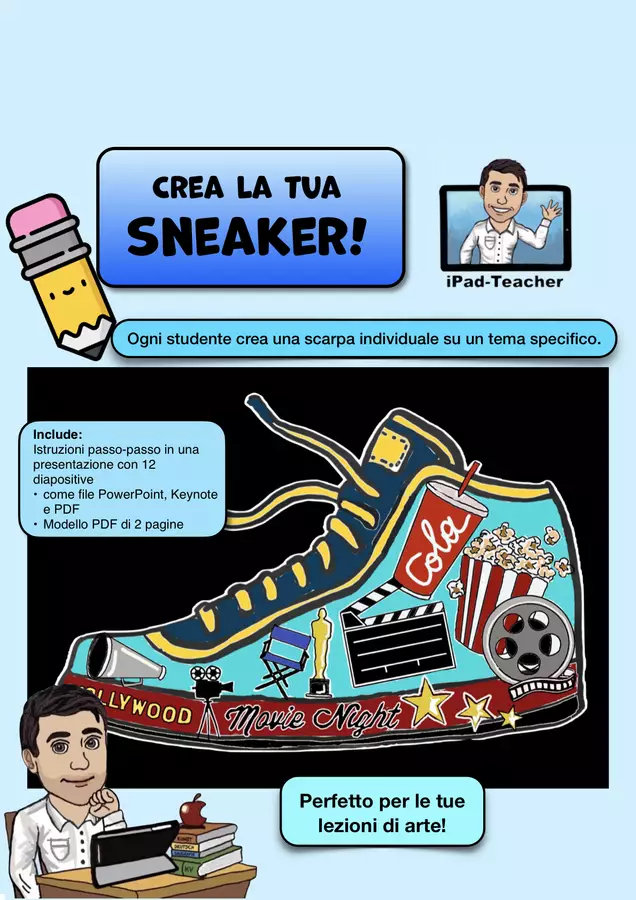 ARTE: Disegna la tua sneaker (con 2 modelli) Programmi scolastici / Materiali per docenti - ARTE: Disegna la tua sneaker (con 2 modelli) - Thomas – Prof di Arte - Pagina di copertina