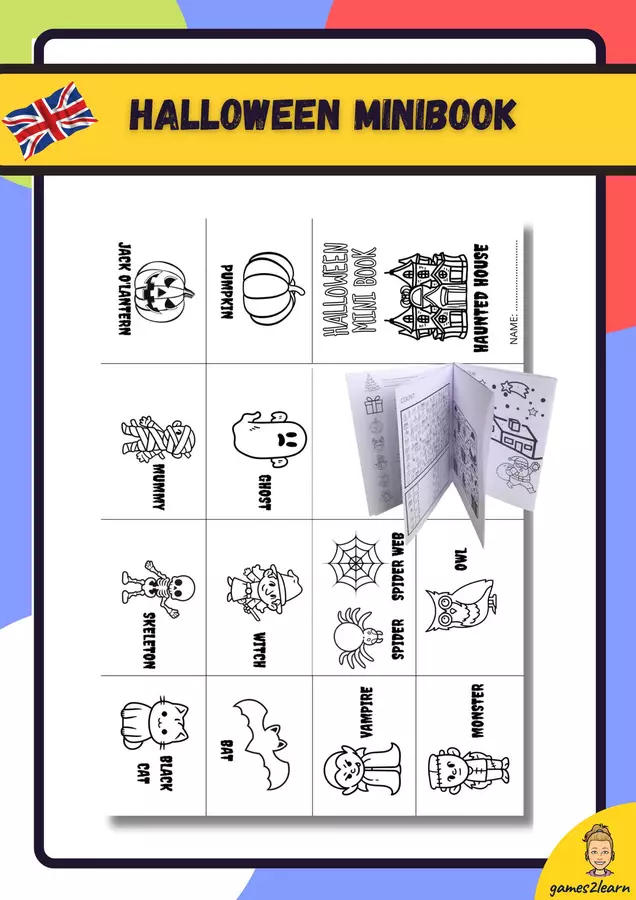 Halloween minibook Materiale di supporto/inclusione - Halloween minibook - games2learn - Materiali e giochi per l'autunno, Halloween e Natale - Pagina di copertina