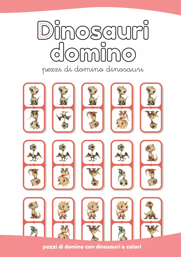 Gioco del Domino dei Dinosauri Esercizi - Gioco del Domino dei Dinosauri - Lola Pirindola - Pagina di copertina