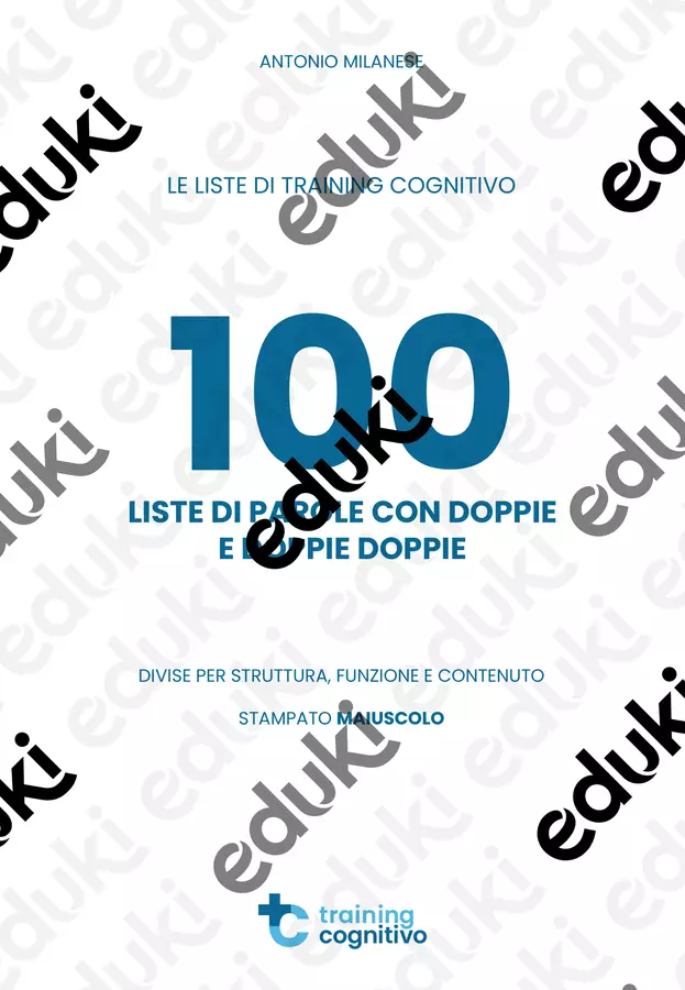 100 liste di parole con doppie e doppie doppie Esercizi - 100 liste di parole con doppie e doppie doppie - Training Cognitivo - Pagina di copertina