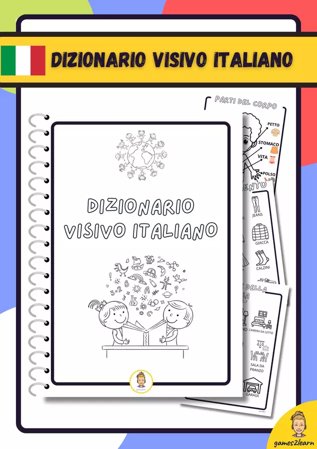 DIZIONARIO VISIVO ITALIANO (Accoglienza) Materiale di supporto/inclusione - DIZIONARIO VISIVO ITALIANO (Accoglienza) - games2learn - Pagina di copertina