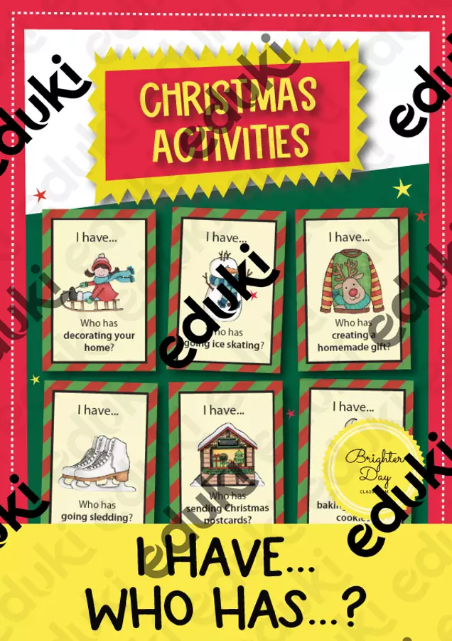 Christmas activities - I have... Who has...? (inglese) Flashcard - Christmas activities - I have... Who has...? (inglese) - Brighter Day Classroom - Pagina di copertina