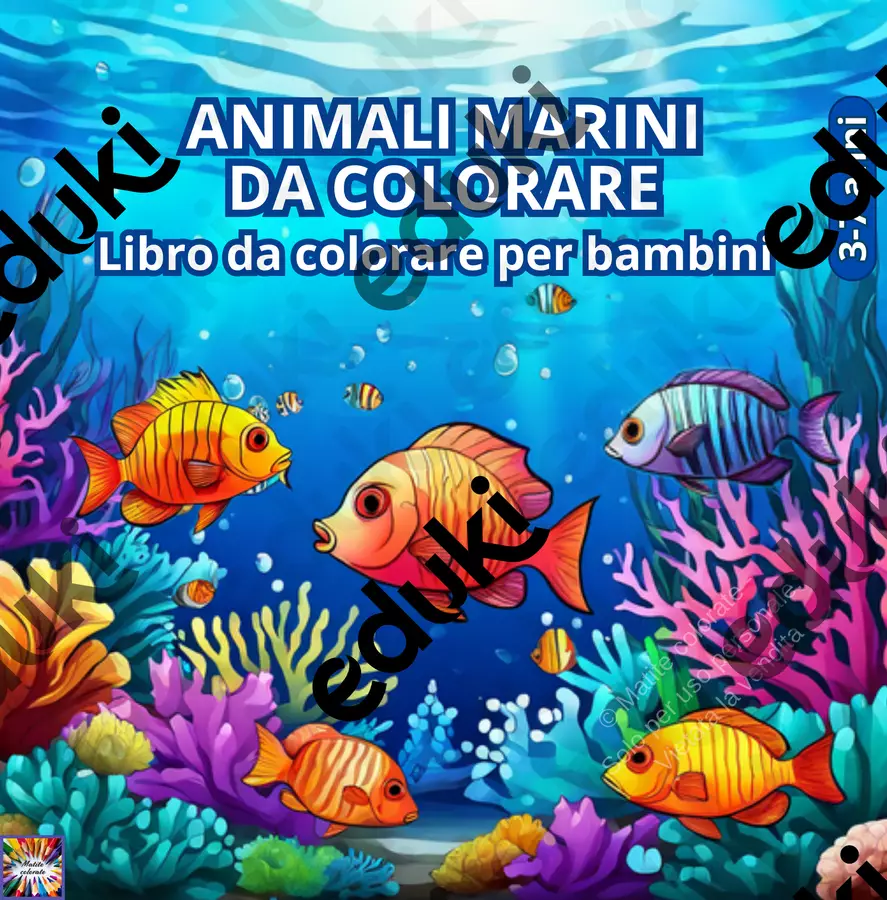 ANIMALI MARINI DA COLORARE (per bambini 3/7 anni) Materiale per pittura e bricolage - ANIMALI MARINI DA COLORARE (per bambini 3/7 anni) - Matite Colorate Books - Pagina di copertina