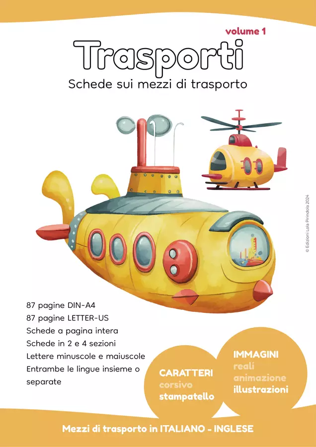 Schede trasporti STAMPATELLO IT-EN ILLUSTRAZIONI Vol.1 Esercizi - Schede trasporti STAMPATELLO IT-EN ILLUSTRAZIONI Vol.1 - Lola Pirindola - Pagina di copertina