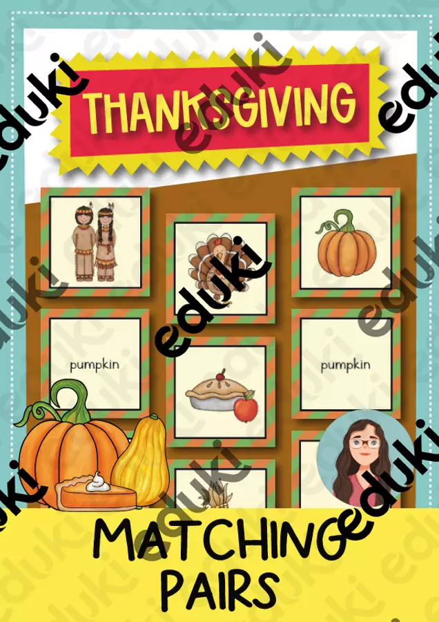 Thanksgiving Matching Pairs Game / Gioco di memoria (inglese) Giochi - Thanksgiving Matching Pairs Game / Gioco di memoria (inglese) - Brighter Day Classroom - Pagina di copertina