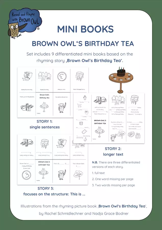 Brown Owl's Birthday Tea - MINI BOOKS Esercizi - Brown Owl's Birthday Tea - MINI BOOKS - Read and Rhyme with Brown Owl - Pagina di copertina