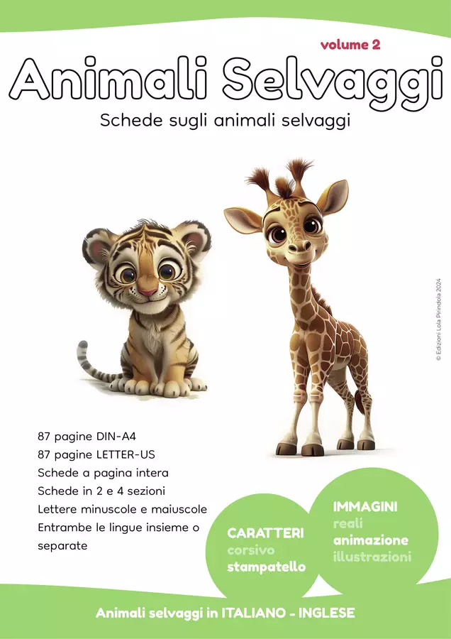 Schede animali selvatici STAMPATELLO IT-EN ANIMAZIONE Vol. 2 Esercizi - Schede animali selvatici STAMPATELLO IT-EN ANIMAZIONE Vol. 2 - Lola Pirindola - Pagina di copertina