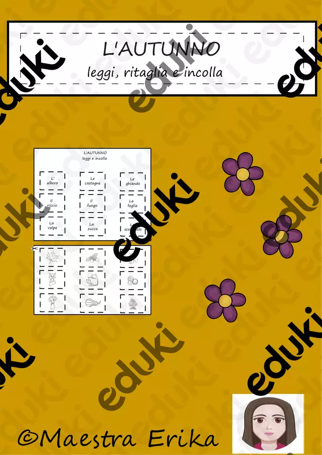 L'autunno: leggi, ritaglia e incolla Esercizi - L'autunno: leggi, ritaglia e incolla - Maestra Erika - Pagina di copertina