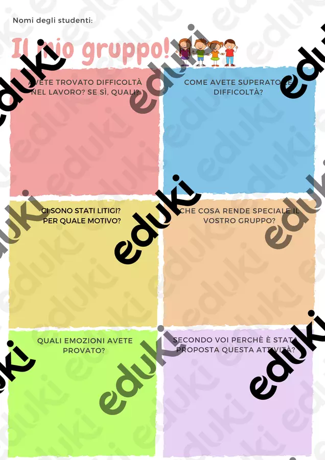 IL MIO GRUPPO- scheda per bambini Materiale di supporto/inclusione - IL MIO GRUPPO- scheda per bambini - Maestra Marty - Pagina di copertina