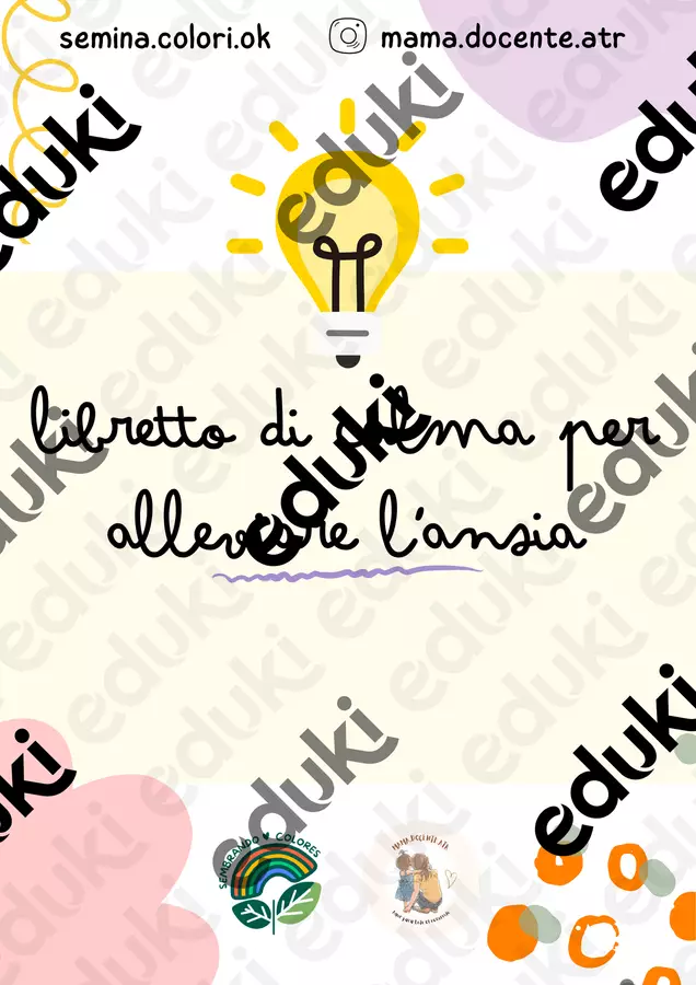 Libretto di calma per alleviare l'ansia Esercizi - Libretto di calma per alleviare l'ansia - Mama.docente.atr - Pagina di copertina