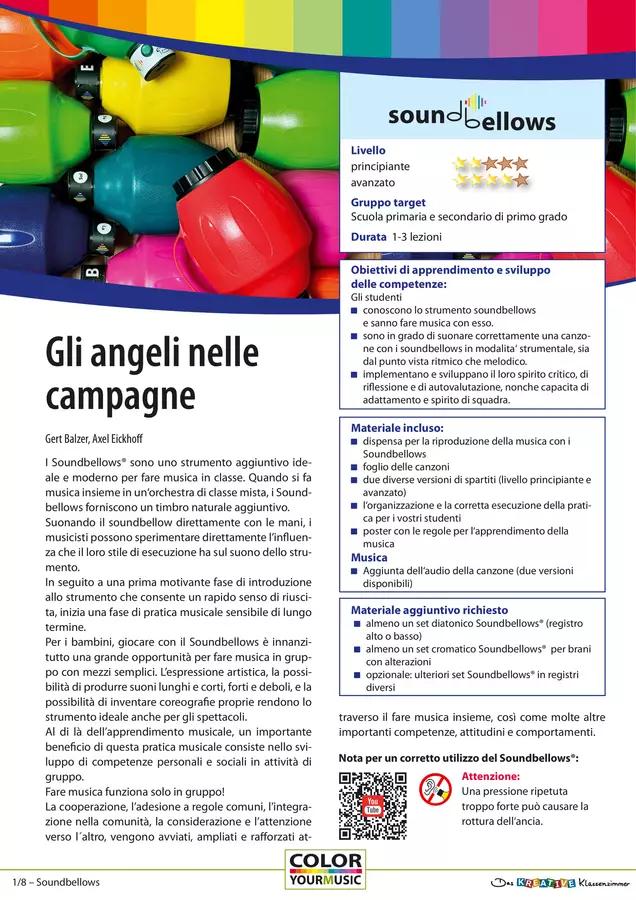 Gli angeli nelle campagne - Accompagnamento con Soundbellows Audio - Gli angeli nelle campagne - Accompagnamento con Soundbellows - Das kreative Klassenzimmer (La classe creativa) - Pagina di copertina