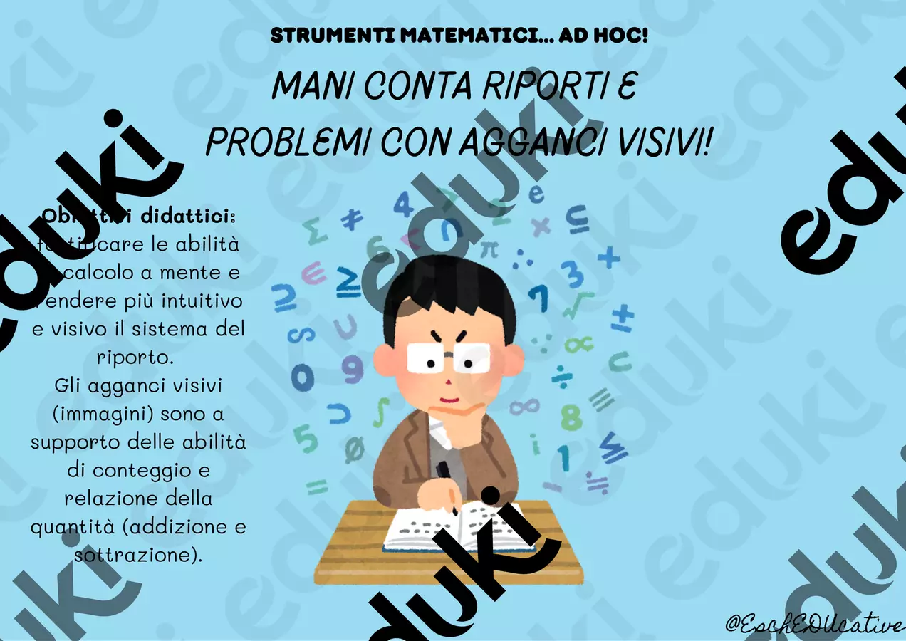 Mani 🖐️ conta riporti e problemi con agganci visivi 👀 Esercizi - Mani 🖐️ conta riporti e problemi con agganci visivi 👀 - EschEDUcative - Pagina di copertina