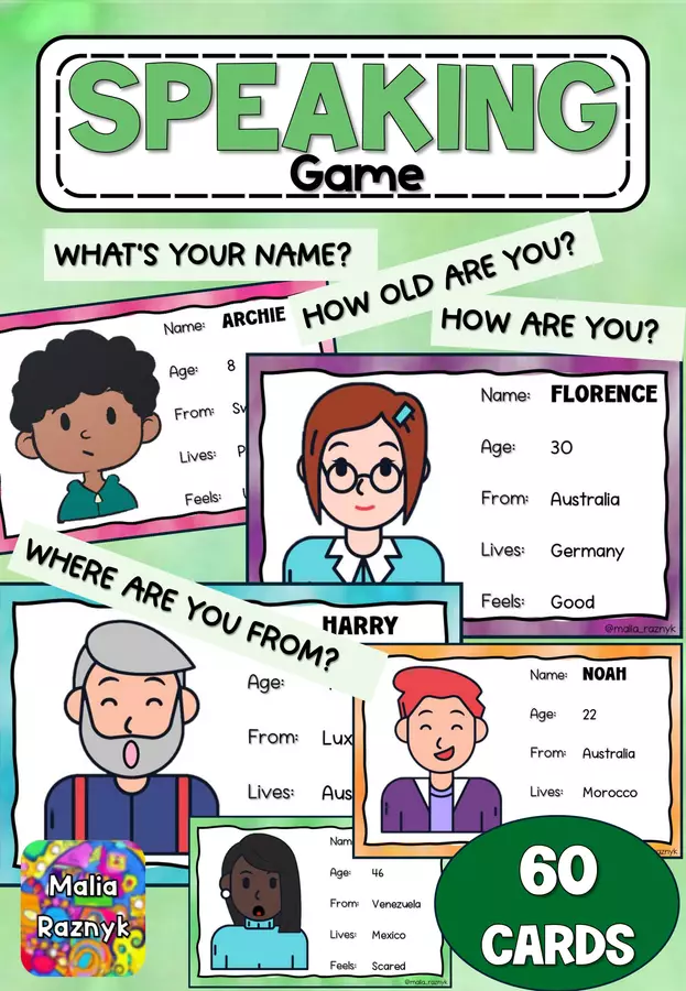 Speaking Game Cards Materiale interattivo - Speaking Game Cards - Malia Raznyk - Pagina di copertina