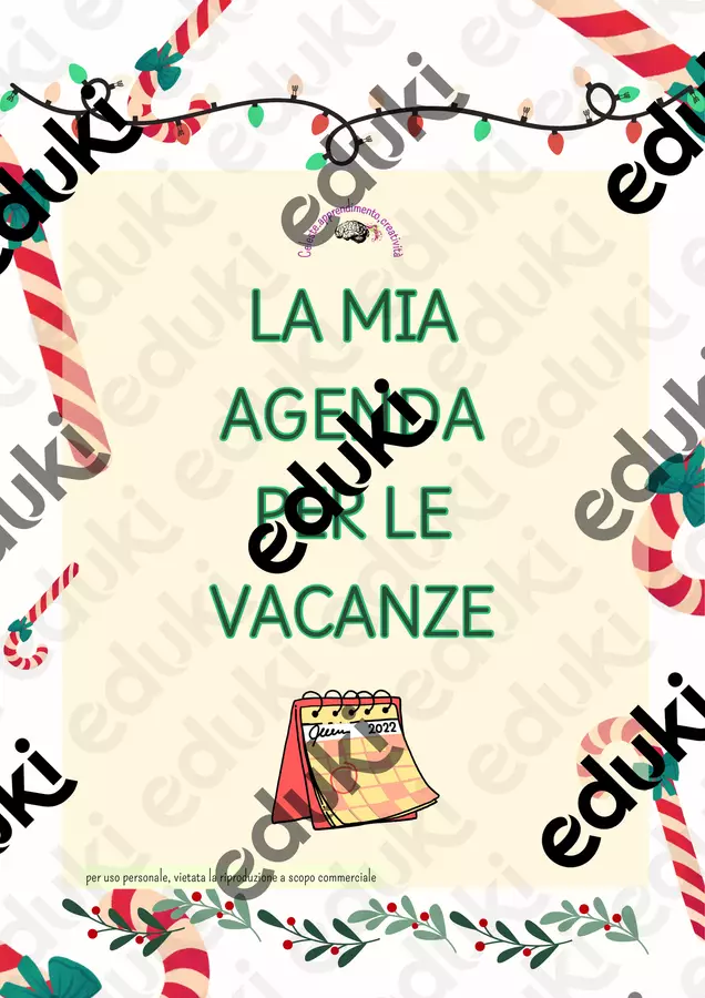La mia AGENDA CREATIVA PER LE VACANZE natalizie Materiale di supporto/inclusione - La mia AGENDA CREATIVA PER LE VACANZE natalizie - Celeste.apprendimento,creatività - Pagina di copertina