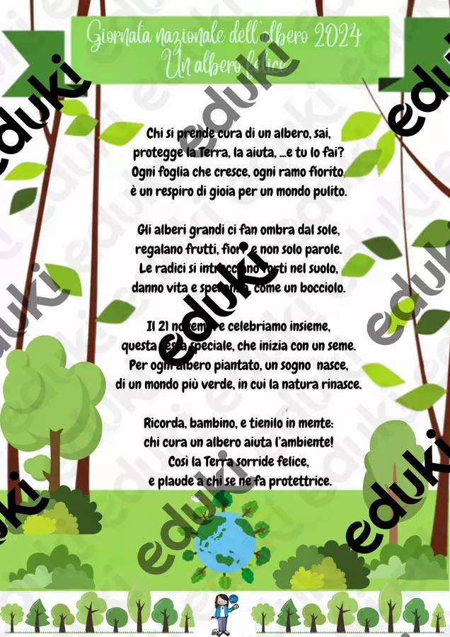Giornata nazionale dell'albero 2024 Un albero felice Testo - Giornata nazionale dell'albero 2024 Un albero felice - Maestra Antonella - Pagina di copertina
