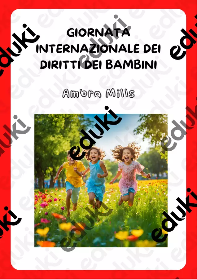 Giornata sui diritti dei Bambini classe 4 Esercizi - Giornata sui diritti dei Bambini classe 4 - Ambra Mills - Pagina di copertina