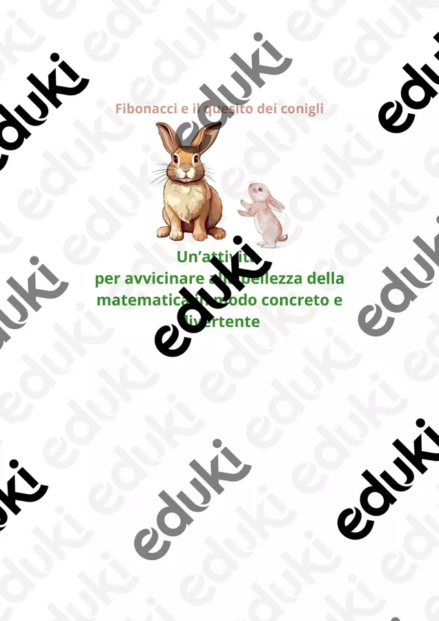 Fibonacci e il quesito dei conigli Materiale di supporto/inclusione - Fibonacci e il quesito dei conigli - montessorianamentelucca - Pagina di copertina