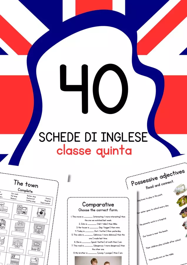 Schede didattiche inglese classe quinta Esercizi - Schede didattiche inglese classe quinta - MilleLibriPerBambini - Pagina di copertina