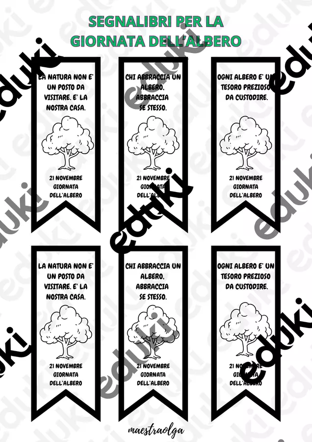 Segnalibri per la giornata dell'albero Materiale di supporto/inclusione - Segnalibri per la giornata dell'albero - maestraolga88 - Pagina di copertina