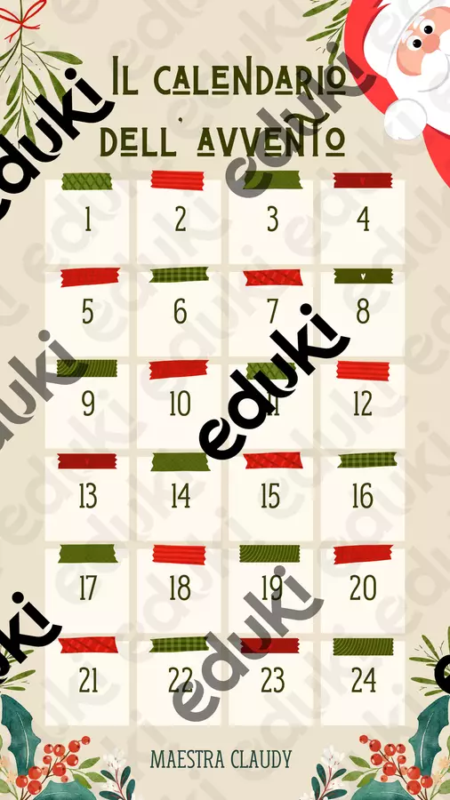 Calendario dell’ avvento!24 attivitá Esercizi - Calendario dell’ avvento!24 attivitá - Maestra Claudy - Pagina di copertina