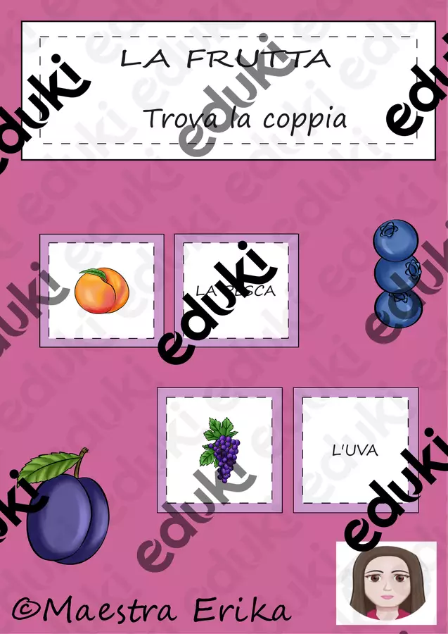 "La frutta"-gioco del memory Giochi - "La frutta"-gioco del memory - Maestra Erika - Pagina di copertina