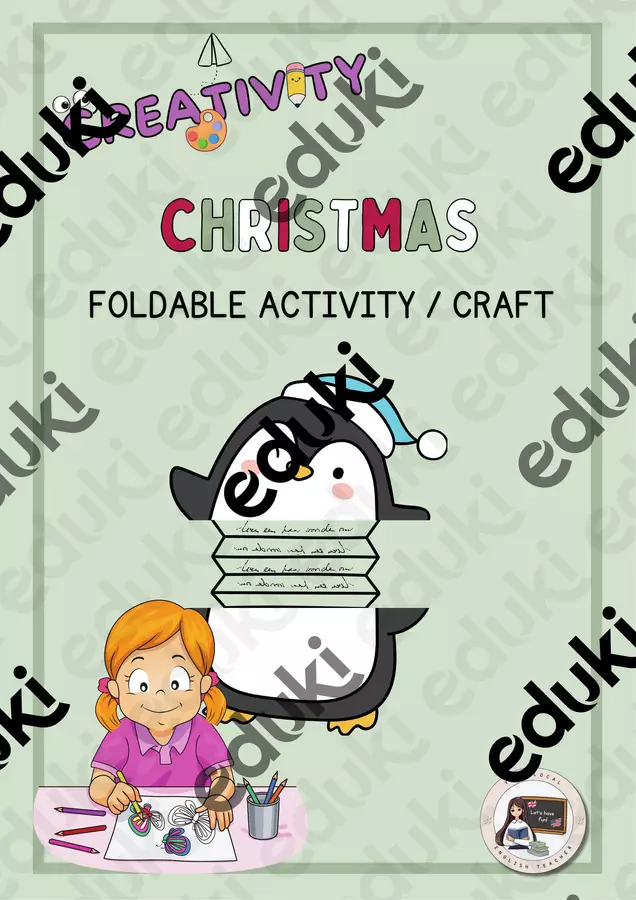 CHRISTMAS FOLDABLE ACTIVITY (PENGUIN) | CRAFT Materiale per pittura e bricolage - CHRISTMAS FOLDABLE ACTIVITY (PENGUIN) | CRAFT - Your Local English Teacher - Pagina di copertina