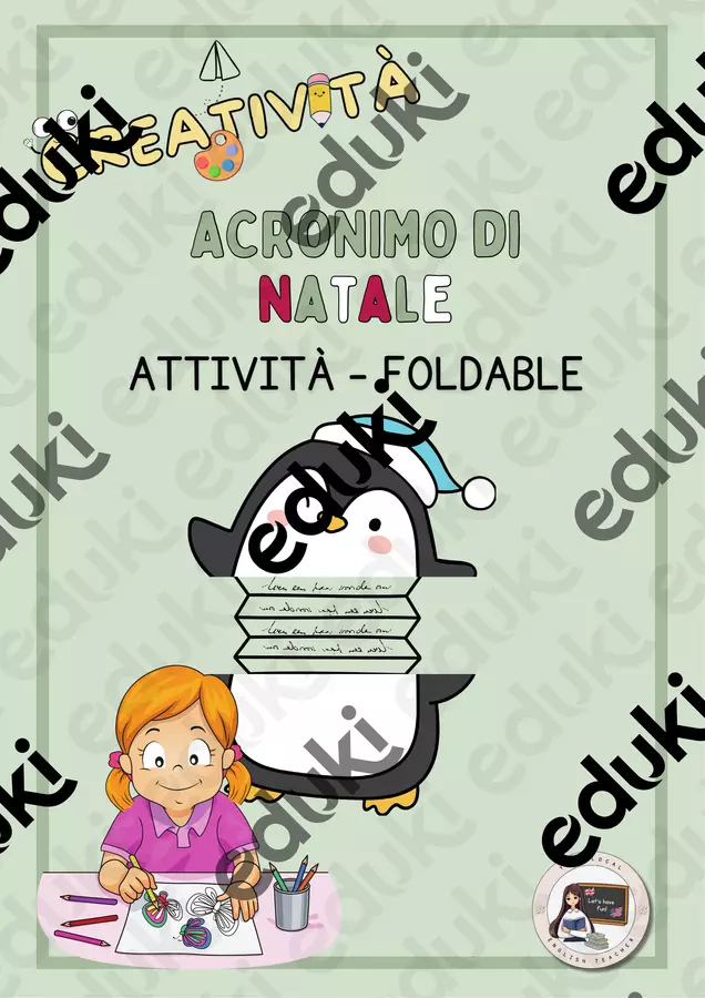 ACRONIMO DI NATALE (PINGUINO) | ATTIVITÀ FOLDABLE Materiale per pittura e bricolage - ACRONIMO DI NATALE (PINGUINO) | ATTIVITÀ FOLDABLE - Your Local English Teacher - Pagina di copertina