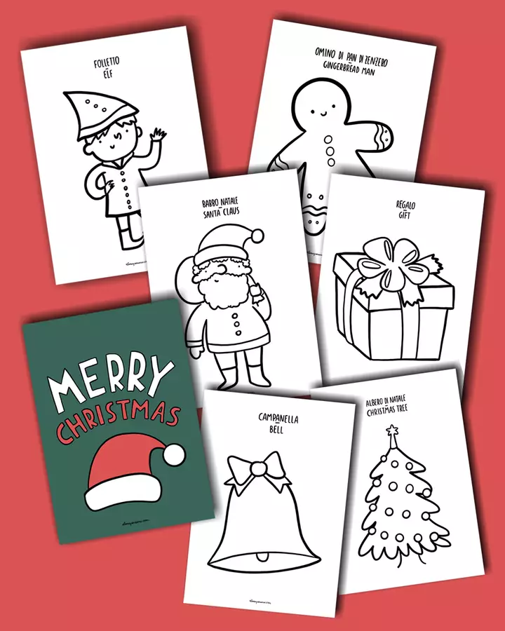 Merry Christmas, impara l'inglese e colora i disegni! Materiale per pittura e bricolage - Merry Christmas, impara l'inglese e colora i disegni! - Ilaria Perversi - Pagina di copertina