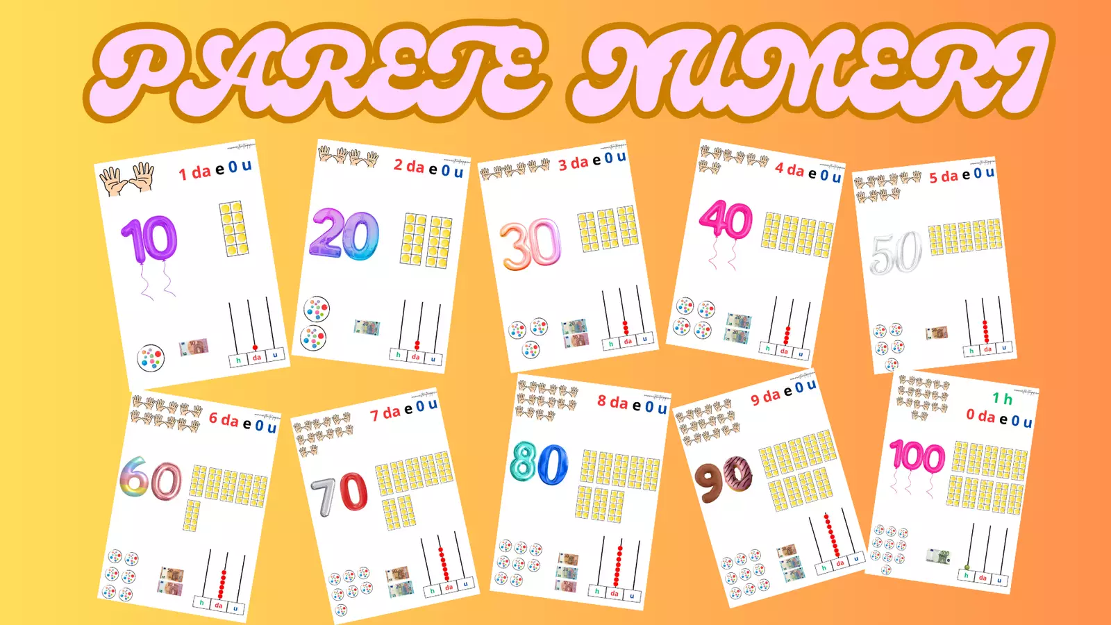 Parete dei numeri da 10 a 100 Altro tipo di materiale - Parete dei numeri da 10 a 100 - mammaestraatempopieno - Pagina di copertina